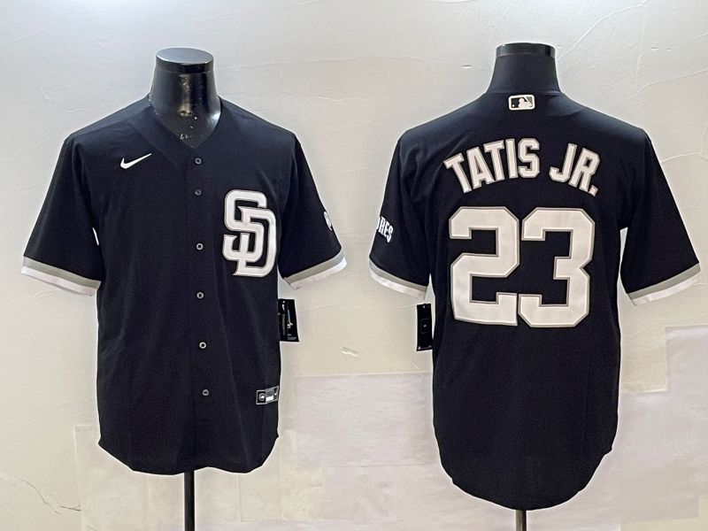 Men San Diego Padres 23 Tatis jr Black Jointly Name Game Nike 2025 MLB Jersey style 1